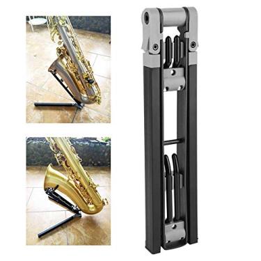 Imagem de Gonetre Suporte Ajustável para Saxofone Alto, Tenor e Barítono - Preto - Metal - Suporte Portátil Dobrável com Proteção de Borracha Macia