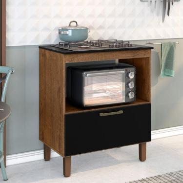 Imagem de Balcão para Cooktop 4 Bocas com Porta Basculante Master Zanzini Marrom/Preto