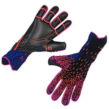 Imagem de Luvas de futebol masculinas/femininas super apertadas luvas de goleiro de goleiro de encaixe - design fácil de calçar sem alça de pulso para adultos antiderrapante palma de látex com aderência forte, rosa, 8
