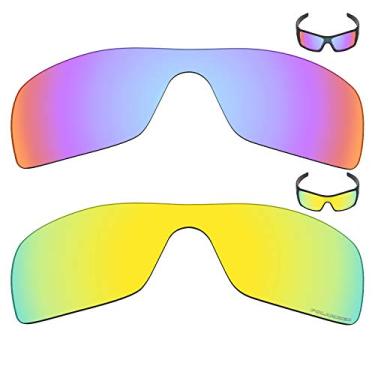 Imagem de Mryok+ 2 pares de lentes polarizadas de substituição para óculos de sol Oakley Batwolf – Rosa cobalto/ouro 24K