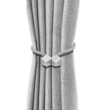 Imagem de Prendedor de cortina magnético cúbico ímã 2 peças abraçadeira (Cinza)