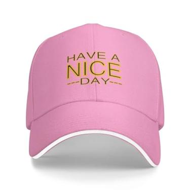 Imagem de Have a Nice Day Boné de caminhoneiro bonés de beisebol clássico ajustável boné liso vintage bonés rosa, rosa, G