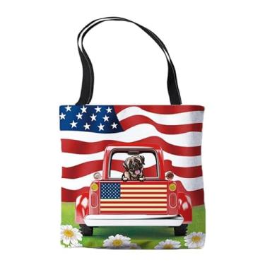 Imagem de Sacola de lona adorável animal cachorro mastim cor espiando cachorro sacola de compras bandeira americana bolsa floral 45,72 x 45,72 cm, Mastim