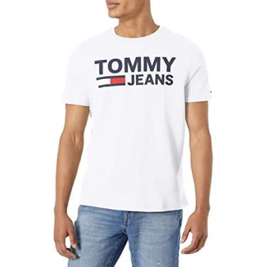 Imagem de Tommy Hilfiger Camiseta masculina de manga curta com estampa, branco brilhante+pt, grande