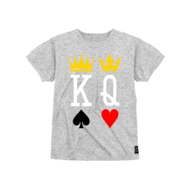 Imagem de Camiseta Infantil Algodão Estampada Premium Rei Rainha Cinza 14