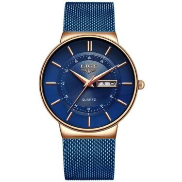 Imagem de Semana de Relógio de Luxo Ultrafino Azul Calendário Feminino LIGE