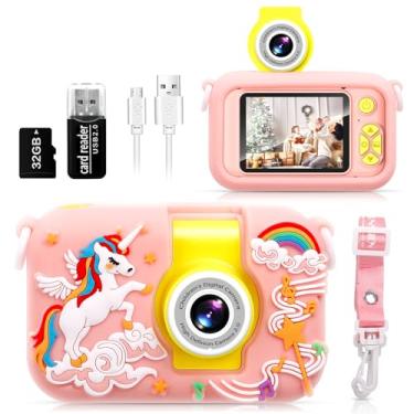 Imagem de Kids Camera with 180° Flip-Up Lens, 2.4inch HD IPS Screen Digital Camera for Kids with Unicorn Silicone Case, with 35GB SD Card