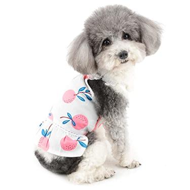 Imagem de Zunea Vestidos de cachorro fofos para cães pequenos menina verão Bayberry estampado camisa vestido de cachorro vestido de verão saia chihuahua roupas para animais de estimação cães gatos roupas roupas