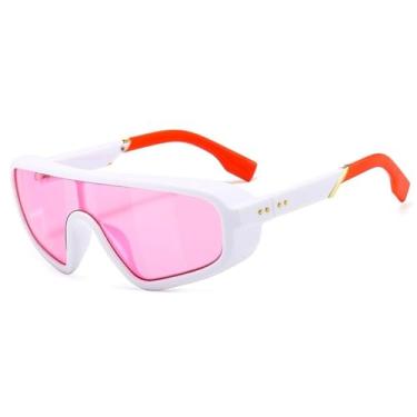 Imagem de Escudo viseira máscara óculos de sol feminino masculino oversized à prova de vento óculos de sol um grande quadro óculos esporte uv400,6, um tamanho