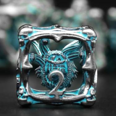 Imagem de Beholder Dice Set DND, Dragon Eye Dice, ZHOORQI 7PC/Set Polyhedral Dices for Dungeons and Dragons, RPG, Eye Monster D&D Gifts（Eye -Retro Blue）