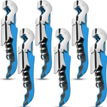 Imagem de cssopenss 6 peças chave de vinho abridor de vinho saca-rolhas profissional garçom abridor de garrafa de aço inoxidável chave de corte de folha serrilhada dobrável para família, festa da empresa,