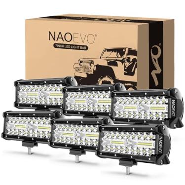 Imagem de NAOEVO Barra de luz LED de 17,8 cm, luzes de neblina offroad de 720 W 72.000 lm, luzes de trator de LED com feixe combinado de inundação, luzes de trabalho de LED à prova d'água para caminhão, barco,