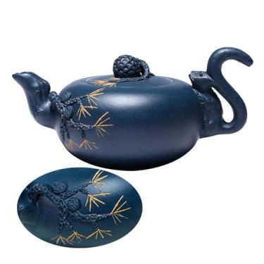 Imagem de Bule de chá chinês de argila azul azul zisha 227 g chá gongfu feito à mão exclusivo caixa de presente de uva esquilo