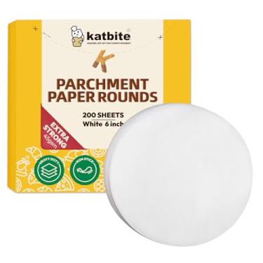 Imagem de Katbite Papel pergaminho redondo de 15,2 cm, 200 peças, folhas de papel redondas, usos para assar bolos, separar hambúrguer, embrulhar tortilha