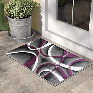 Imagem de GLORY RUGS Tapete de área 2x3 roxo tapete moderno redemoinhos tapete quarto sala de estar contemporâneo jantar acento coleção Sevilla 4816