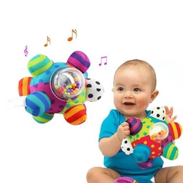 Imagem de Bola chocalho macia atividade de agarrar montessori desenvolvimento sensorial e auditivo