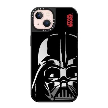 Imagem de CASETiFY Capa espelhada para iPhone 13 [Star Wars Co-Lab / Proteção contra quedas de 1,5 m/Magsafe] - Capacete Darth Vader - Prata em Preto