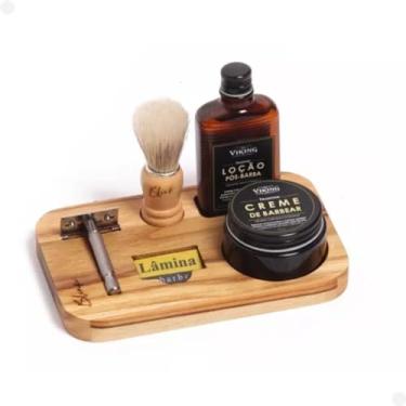 Imagem de Kit Para Barba Viking Brand Loção Pós-barba Creme De Barbear