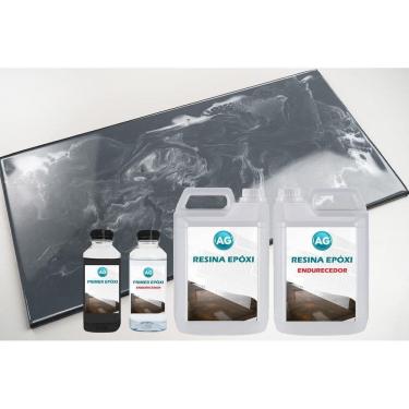 Imagem de Kit porcelanato líquido metálico cinza ferro / branco perola