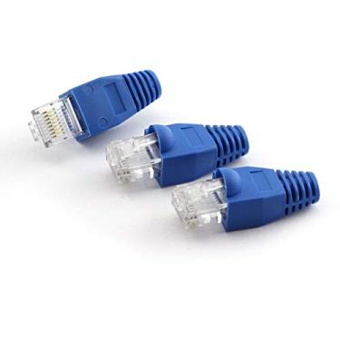 Imagem de ZYAMY Cabo de rede RJ45 8P8C Cat5e, 50 peças, cabeças de cristal com capa de botas, cabo de crimpagem Ethernet plugue modular banhado a ouro blindado conector CAT 5e