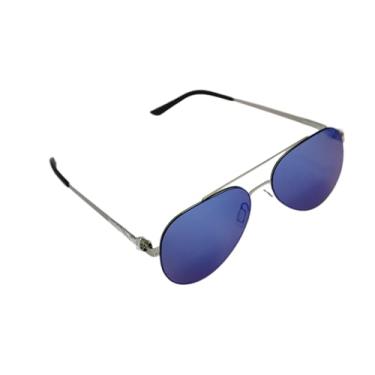 Imagem de Óculos de Sol Lemone Titânio Redondo (Azul Espelhado, Aviador)