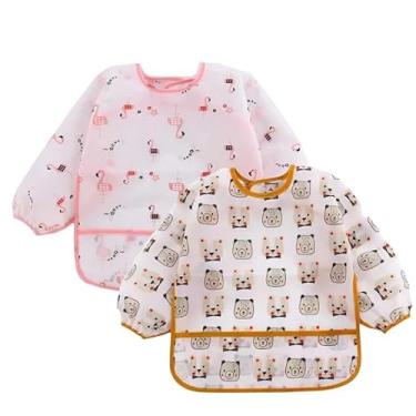 Imagem de Babador manga longa BLW Kit 2Unds - Flamingo e Ursinho