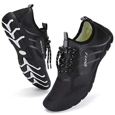 Imagem de WateLves Water Shoes – Meias aquáticas de secagem rápida para piscina, surfe, ioga, hidroginástica, Preto fluorescente, 13 Women/11.5 Men