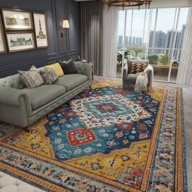 Imagem de Decoração de sala de estar Tapete europeu retrô Tapetes grandes para áreas Decoração de quartos Tapete de chão Vestiário Tapete de sala, veludo cristal 14.150 x 200 cm 59 x 78,7 pol.
