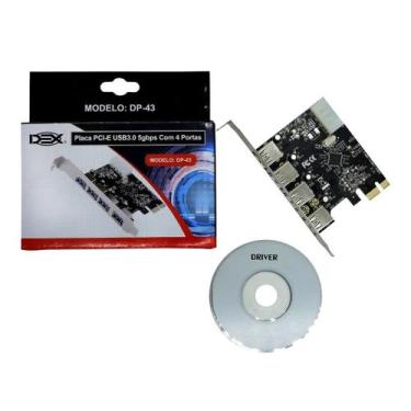 Imagem de Placa Pci-e 4 Portas 5gbps Desktop Pc Usb 3.0 Express Dex DP-43