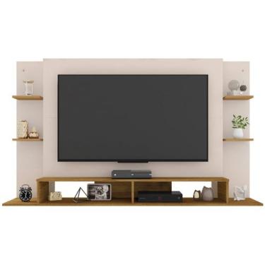 Imagem de Painel para TV até 55" Caemmun Domínio 4 Prateleiras, Buriti e Off Whi