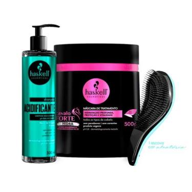 Imagem de Shampoo Acidificante Haskell + Máscara Cavalo Forte Hidra 500g +Escova