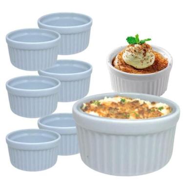 Imagem de Jogo 6 Ramequim Médio Porcelana Branca 150mL Resistente Sofisticado - 
