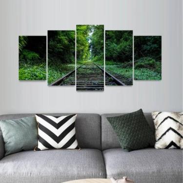 Imagem de Quadro Natureza Verde Mosaico Para Quarto Sala 125X60 - Descolada