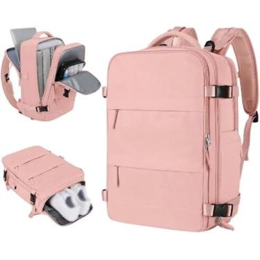 Imagem de Mochila Executiva de Viagem, Grande, Compacta, mala viagem, Unissex, Reforçada, Escola, Mala de Mão, Trabalho, Escritório, Academia, Moderna, Notebook, Com USB (ROSA)