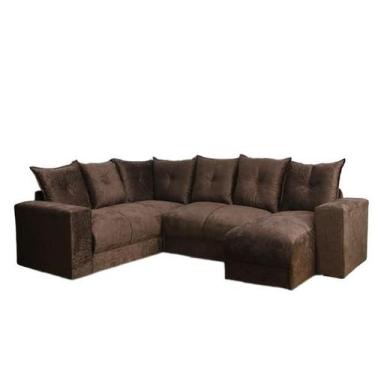Imagem de Sofá de Canto 6 lugares Tecido Suede Marrom - AUREA DECOR