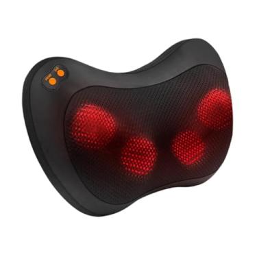 Imagem de menolana Massageador de pescoço Massageador cervical com calor Relaxamento Travesseiro de massagem de pescoço Almofada de espuma de memória para pescoço Corpo, Preto, 4 Cabeças