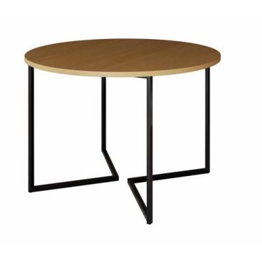 Imagem de Mesa de Jantar Industrial Base De Ferro Preto em  V  Tampo 110 Canela 