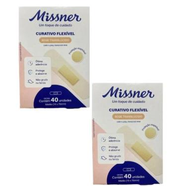 Imagem de Kit 2 Curativo Flexível Bege 1,9cm X 7,5cm 40Un - Missner