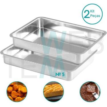 Imagem de Kit 2 Assadeiras Retangular Alta nº5 Alumínio Sustentável para Assados