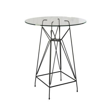 Imagem de Mesa Bistrô Alta Eames Vidro 60cm Base Ferro Preto - Up Home, BRANCO