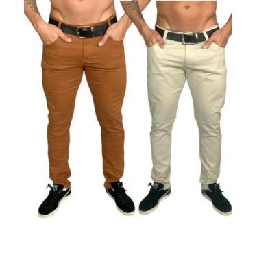 Imagem de Kit 2 Calças sarja masculino slim reta cores variadas - sky jeans, Car