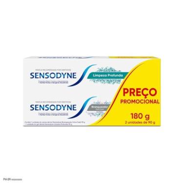 Imagem de Sensodyne Kit Creme Dental Branqueador Extra Fresh e Creme Dental Limpeza Profunda para Dentes Sensíveis, Proteção Diária, 2 unidades, 90g cada