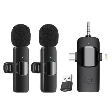 Imagem de Microfone de Lapela Sem Fio Profissional 4 em 1 para iPhone/iPad/Android/Smartphone/Câmera/Computador - YourTarget