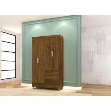 Imagem de Roupeiro Ideal Plus 4 Portas e 2 Gavetas - Cor Imbuia Rústico - Vila R