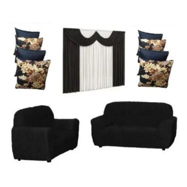 Imagem de Cortina Paris 2mt+capa Sofa 3e2lugar+4capa Almofadas - ibitinga confec
