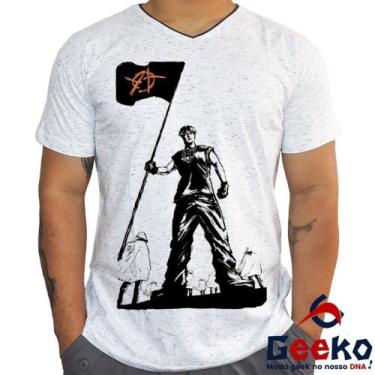 Imagem de Camiseta Ateez 100% Algodão K-pop Mingi Geeko, Branco mescla gola v, P