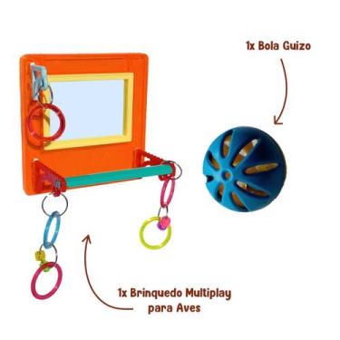 Imagem de Brinquedo Multiplay Diversão Playground c/ Poleiro Espelho Bird Toy + 