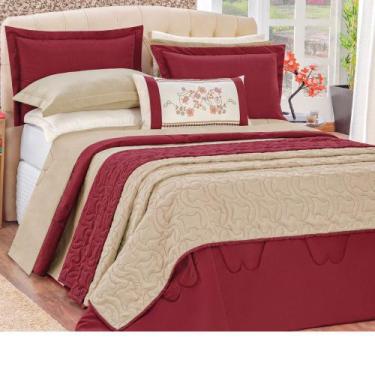 Imagem de Colcha King 5 peças Cobre Leito Dupla Face Charlote - Bordados Ricardo