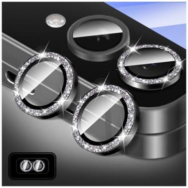 Imagem de LucBuy Protetor de lente de câmera Bling para Samsung Galaxy Z Flip 6, adesivos de filme de cobertura de câmera de vidro temperado, protetor de tela de anel de metal individual de alinhamento