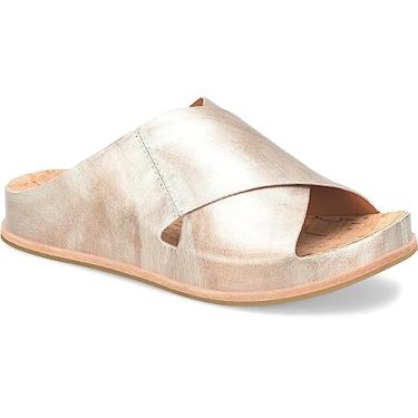 Imagem de KORK-EASE Sandália feminina sem cadarço Tutsi Cross-Band – Design elegante com conforto ultra pelúcia e tecnologia patenteada 2.0, Ouro claro, 40